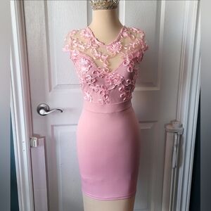 Pretty little dress size Small with rose details on transparent fabric